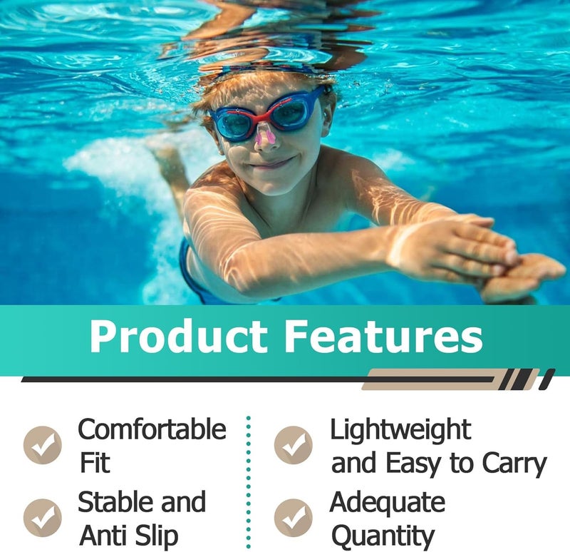 Gfdoso 28 Pcs Swimming Nose Clip, Silicone Waterproof Swim Nose Plugs for Kids (Age 7+) and Adults, Inclue 7 Colors - Image 5